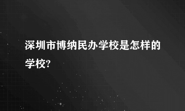 深圳市博纳民办学校是怎样的学校?