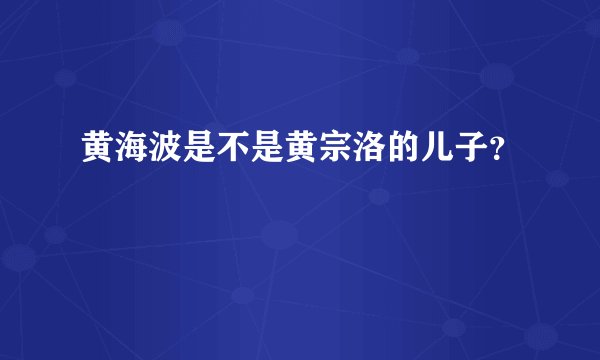 黄海波是不是黄宗洛的儿子？