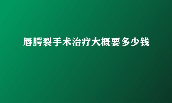 唇腭裂手术治疗大概要多少钱