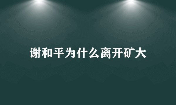 谢和平为什么离开矿大