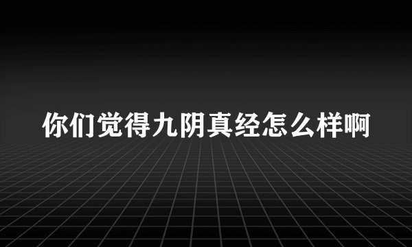 你们觉得九阴真经怎么样啊