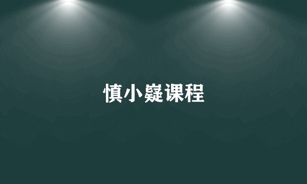 慎小嶷课程