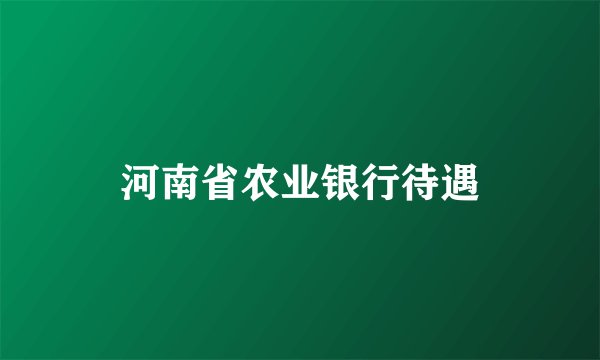 河南省农业银行待遇