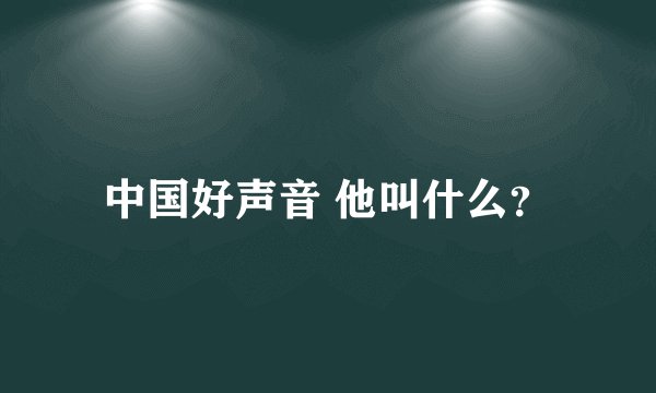中国好声音 他叫什么？
