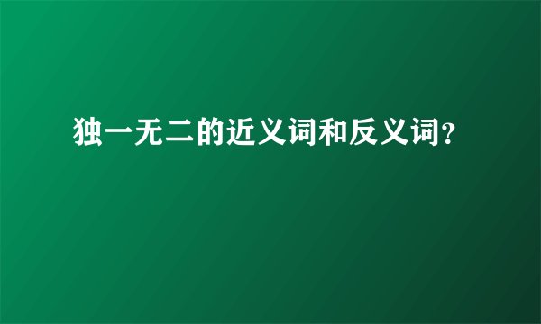 独一无二的近义词和反义词？