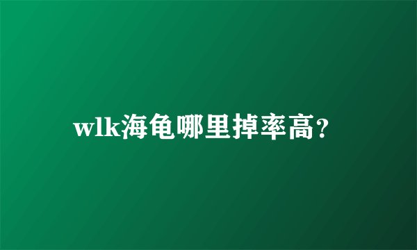 wlk海龟哪里掉率高?