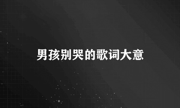 男孩别哭的歌词大意