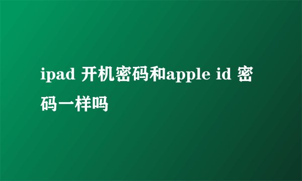 ipad 开机密码和apple id 密码一样吗