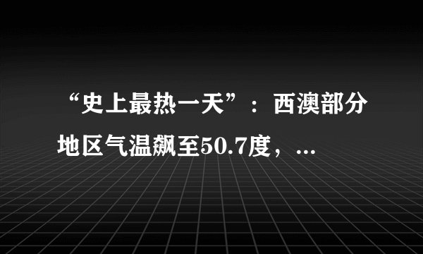 “史上最热一天”:西澳部分地区气温飙至50.7度,破全澳纪录