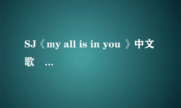 SJ《my all is in you 》中文歌詞這歌很好聽、就不懂什麼意思！誰幫幫忙吧