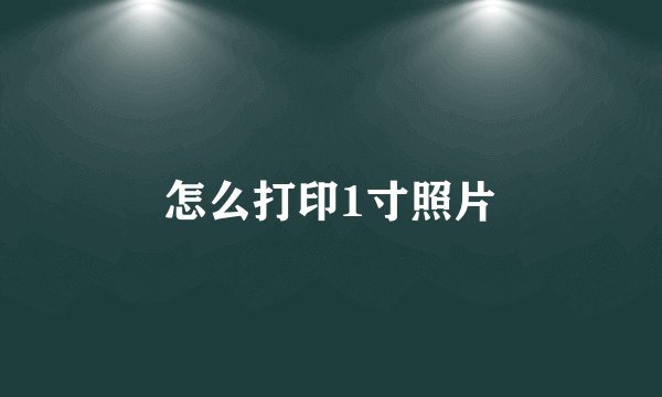 怎么打印1寸照片