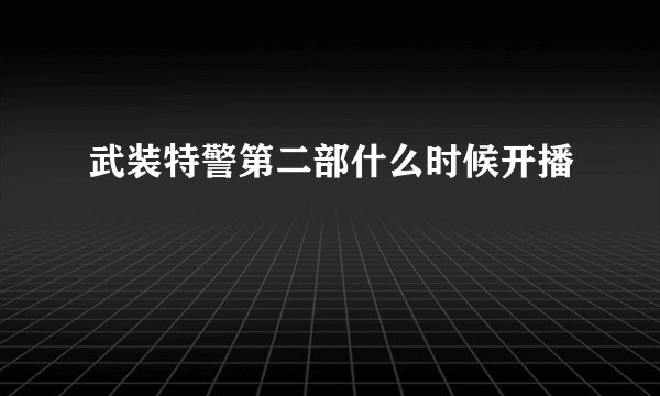 武装特警第二部什么时候开播