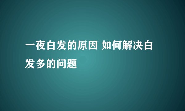 一夜白发的原因 如何解决白发多的问题