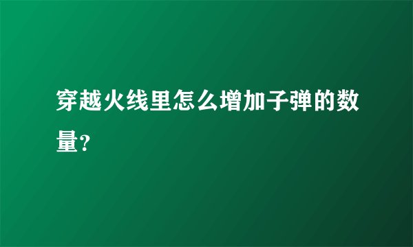 穿越火线里怎么增加子弹的数量?