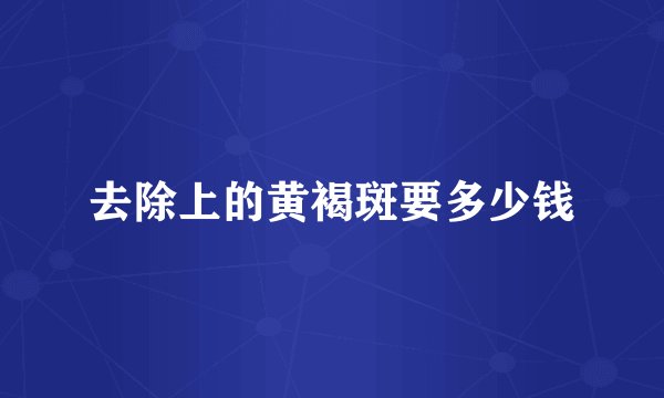 去除上的黄褐斑要多少钱