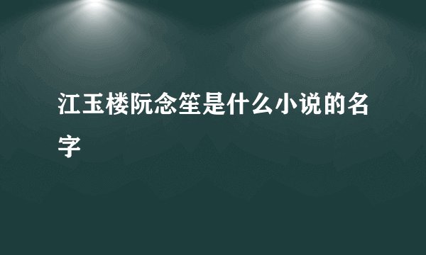 江玉楼阮念笙是什么小说的名字