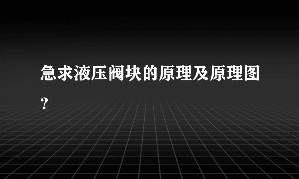 急求液压阀块的原理及原理图?