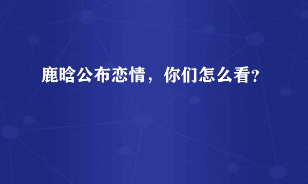鹿晗公布恋情，你们怎么看？