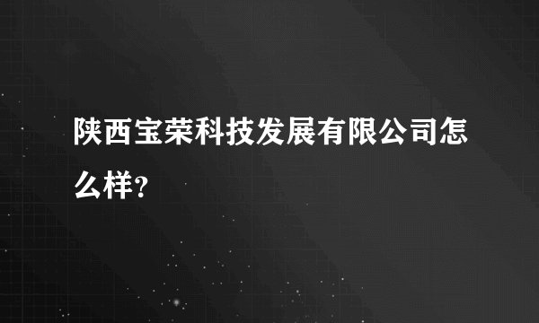 陕西宝荣科技发展有限公司怎么样？