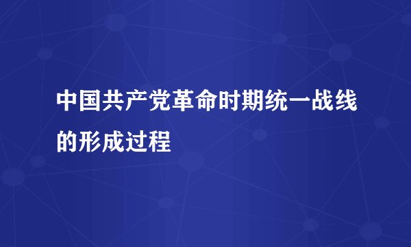 中国共产党革命时期统一战线的形成过程