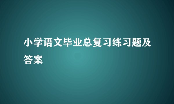 小学语文毕业总复习练习题及答案