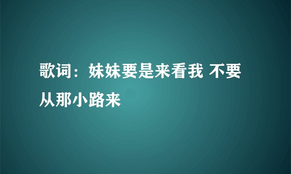 歌词：妹妹要是来看我 不要从那小路来
