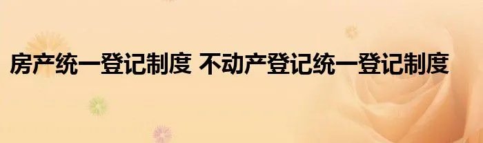 房产统一登记制度 不动产登记统一登记制度