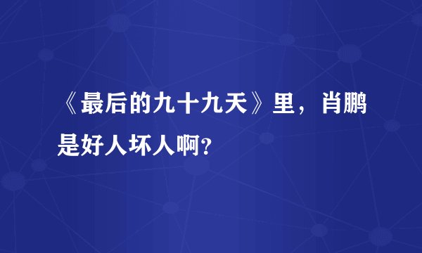 《最后的九十九天》里，肖鹏是好人坏人啊？