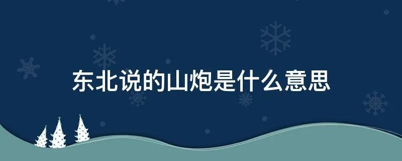 东北说的山炮是什么意思