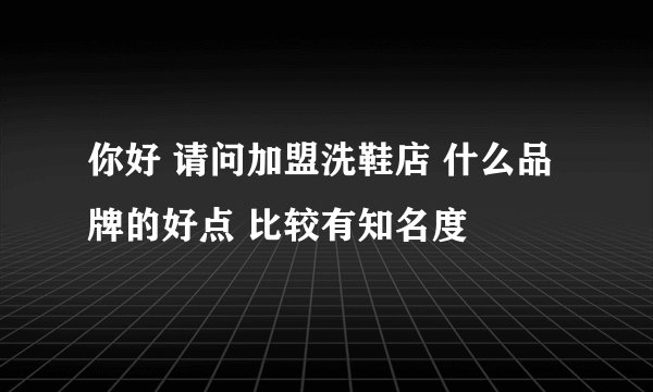 你好 请问加盟洗鞋店 什么品牌的好点 比较有知名度