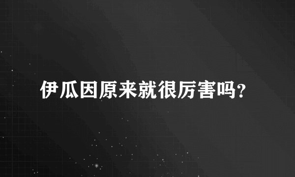 伊瓜因原来就很厉害吗？
