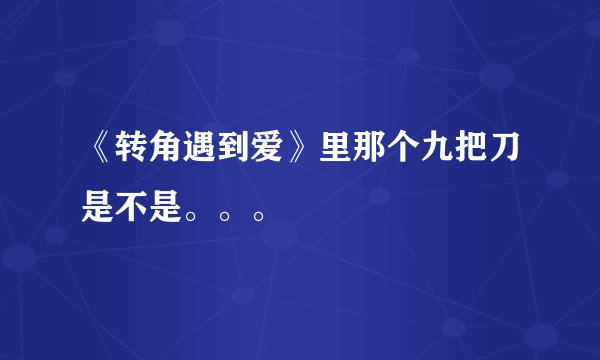 《转角遇到爱》里那个九把刀是不是。。。