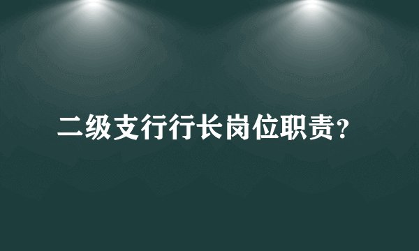 二级支行行长岗位职责？