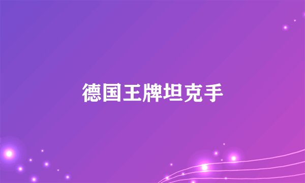 德国王牌坦克手