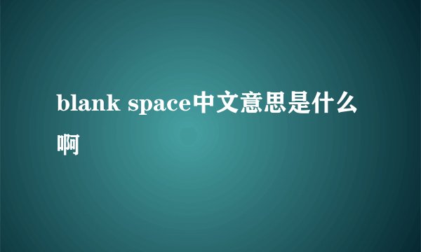 blank space中文意思是什么啊