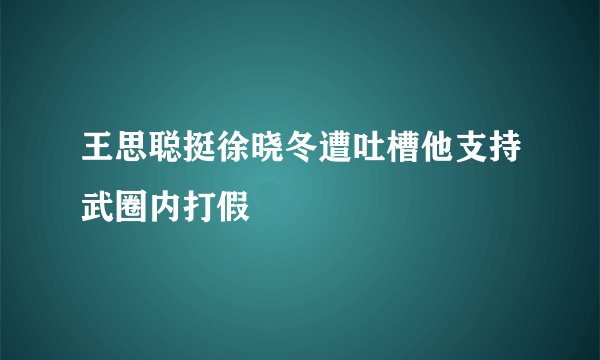 王思聪挺徐晓冬遭吐槽他支持武圈内打假
