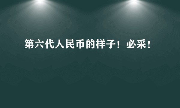 第六代人民币的样子！必采！
