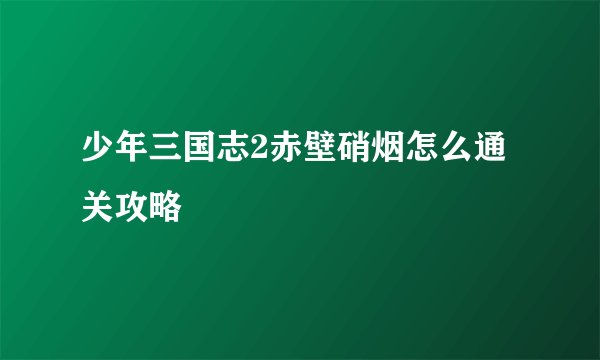 少年三国志2赤壁硝烟怎么通关攻略
