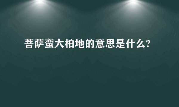 菩萨蛮大柏地的意思是什么?