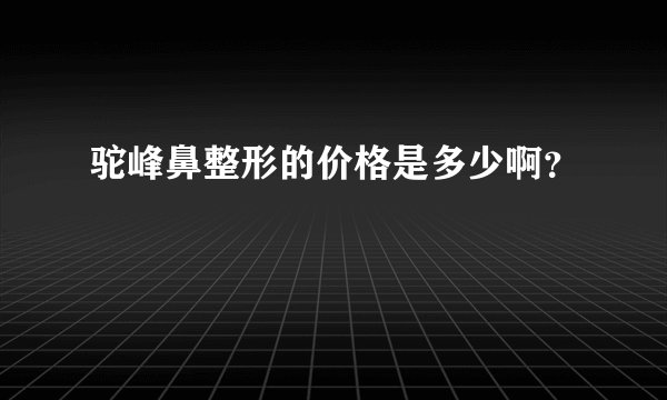 驼峰鼻整形的价格是多少啊？