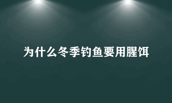 为什么冬季钓鱼要用腥饵