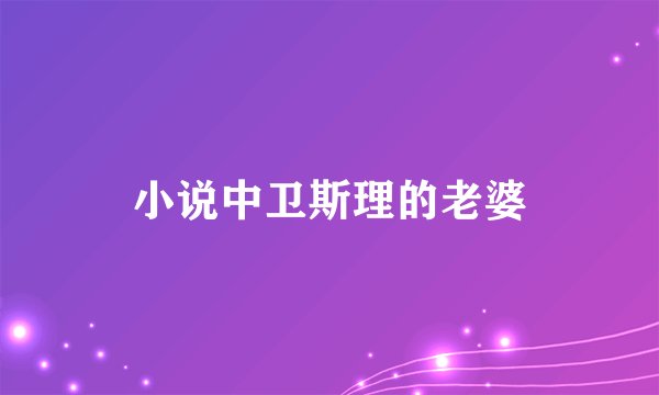 小说中卫斯理的老婆