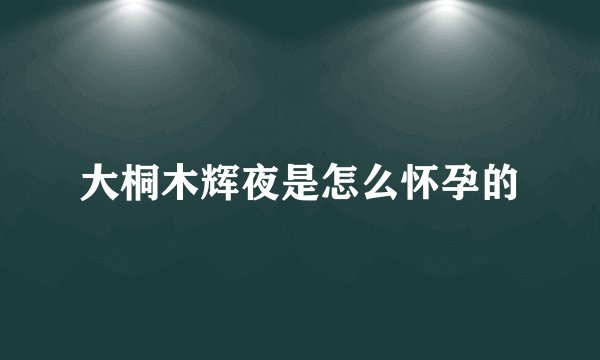 大桐木辉夜是怎么怀孕的