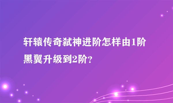 轩辕传奇弑神进阶怎样由1阶黑翼升级到2阶？