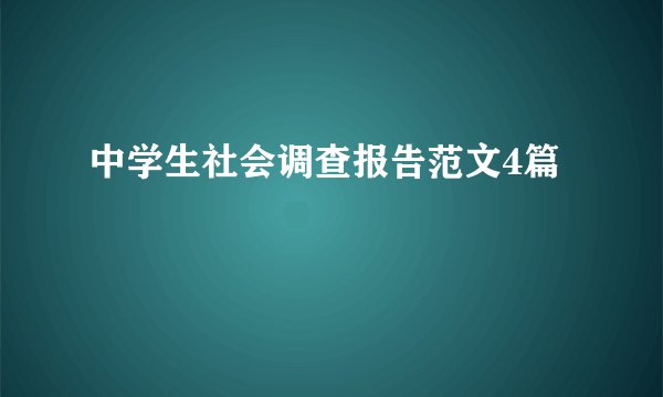 中学生社会调查报告范文4篇