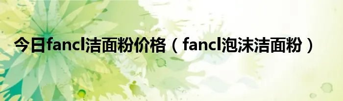 今日fancl洁面粉价格(fancl泡沫洁面粉)