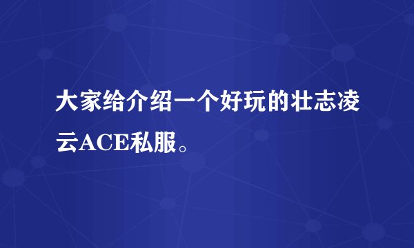 大家给介绍一个好玩的壮志凌云ACE私服。