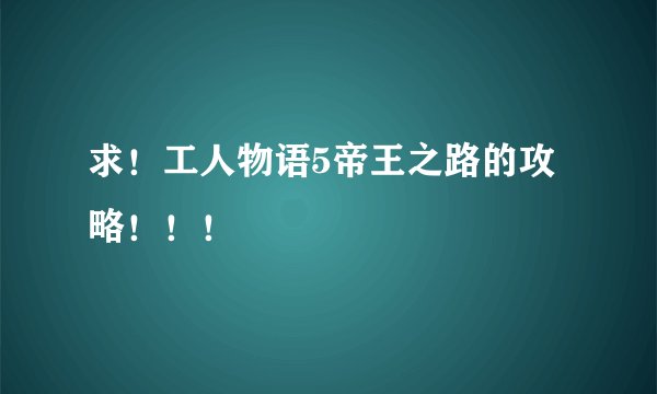 求！工人物语5帝王之路的攻略！！！