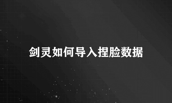 剑灵如何导入捏脸数据