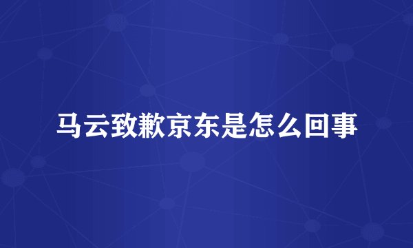 马云致歉京东是怎么回事